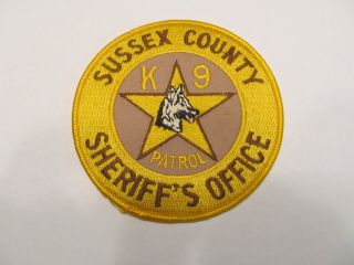 Jersey Sussex Co Sheriff K - 9 Unit Patch