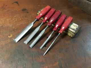 Vintage E.  A.  Berg Eskilstuna Sweden Beveled Chisels Old Woodwook Tools