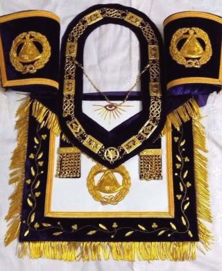 Hand Embroidery Masonic Grand Master Apron Cuffs And Collar