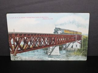 C.  & N.  W.  Bridge Over Rock River - Monteray & Janesville Wi Postcard