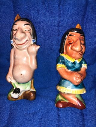 Vintage Indian Man And Woman Salt And Pepper Shakers