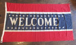 Ww2 Welcome Home Banner Flag Patriotic Homecoming Usa Military 57 " Defiance Old