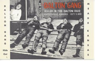 Postcard Dalton Gang Coffeeville Kansas Dead Outlaw Cowboys Unposted