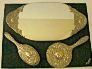 Vintage Godinger Art Co.  Silver Plated Dresser Vanity Set Tray Hairbrush Mirror