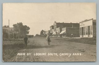 Dirt Main Street Cheney Kansas Rppc Sedgwick County Ks Antique Photo 1910s