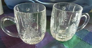 Mikasa Heavy Cut Crystal Christmas Tree Clear Glasses 12oz Mugs Cups Holiday 51