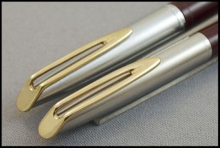 Waterman Cf Burgundy And Steel Fountain And Ballpoint Pens