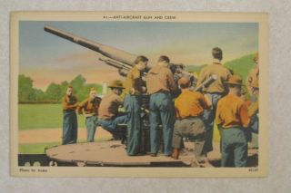 D237 Vintage Postcard Anti - Aircraft Gun & Crew Army Ww2 Marines Cannon Acme