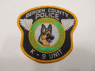 Jersey Bergen Co Police K - 9 Unit Patch Defunct Now Just Sheriff