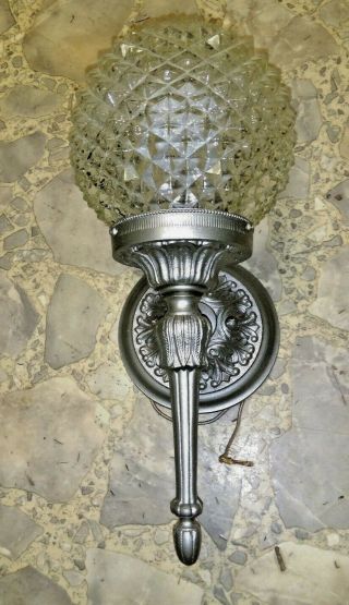 Vintage Silver Painted Wall Sconce Made In Spain 1960 