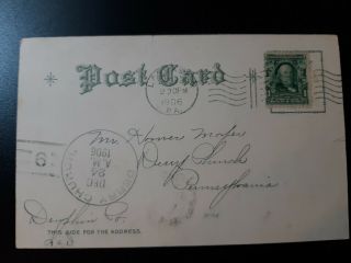 Derry Church PA Pennsylvania 1906 Doane Type 3 / 9 UDB Postcard PC DPO Rarity 3 2