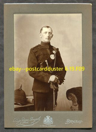F09 - India 1890s Cabinet Photo Of British Officer.  Soldier.  Military.  By Dayal