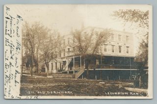 Old Dormitory Lecompton Kansas Rppc Antique Photo—douglas County Ks 1907