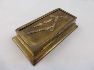 Antique Victorian Desk Top Brass Dip Pen Nib Box / Holder c Early 1900s 6