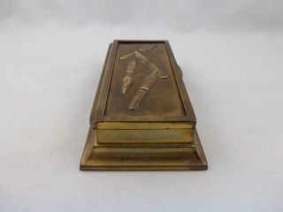 Antique Victorian Desk Top Brass Dip Pen Nib Box / Holder c Early 1900s 8