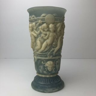 One Vase Vintage Incolay Stone Blue And White