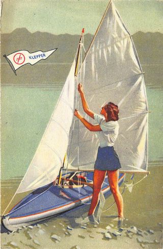 York Ny Klepper Unsinkable Aerius Folding Sailing Boat Advertising Postcard