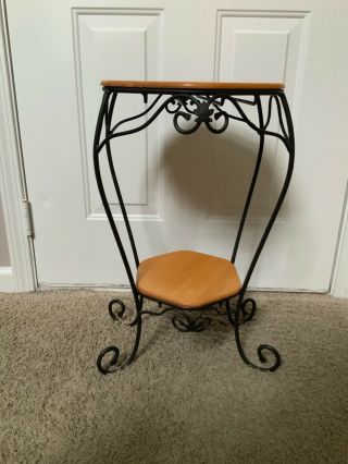 Longaberger Wrought Iron Generations Table Stand & 2 Woodcraft Shelves