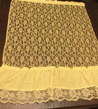 Vintage Curtain 2 Panels Fabric And Lace Yellow Retro 34”x26”