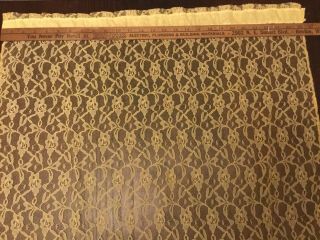Vintage Curtain 2 Panels Fabric And Lace Yellow Retro 34”x26” 5