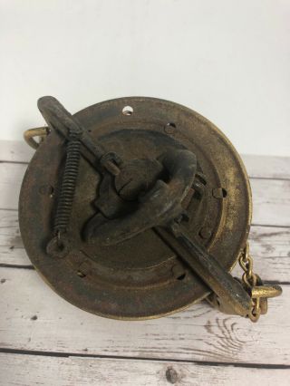 Victorian Oil Lamp Pulley Replacement Part Gold Paint Cast Metal W/ Chain 2f