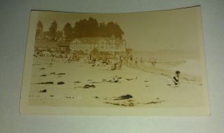 Capitola Santa Cruz California Hotel Beach Sun Bathers Photo Post Card Rppc
