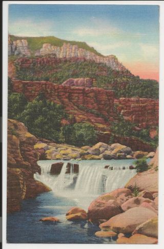 Vintage Linen Postcard Post Card Curteich Oak Creek Canyon Arizona L2