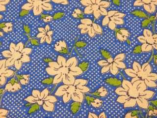 1.  5 Yards Vintage 36 " Wide Cotton Fabric Pink Blue Floral Polka Dot Quilt