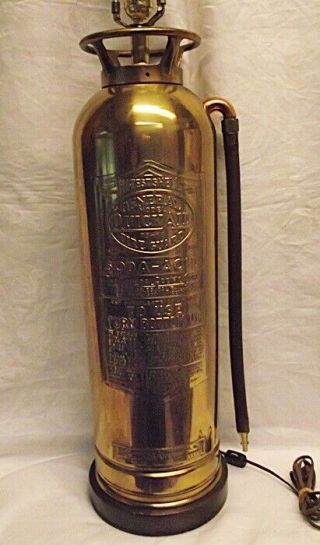 GENERAL QUICK AID Brass Fire Extinguisher Table Lamp Polished Soda Acid 2