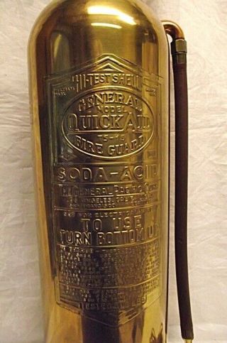 GENERAL QUICK AID Brass Fire Extinguisher Table Lamp Polished Soda Acid 3