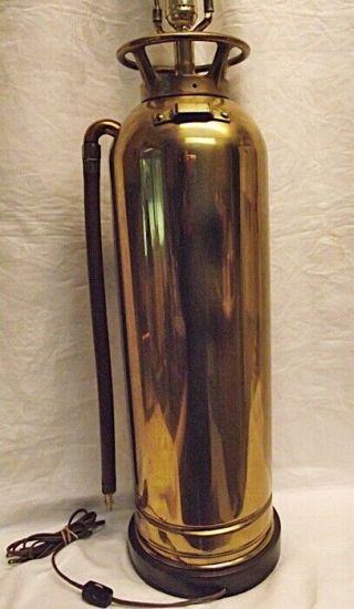 GENERAL QUICK AID Brass Fire Extinguisher Table Lamp Polished Soda Acid 5