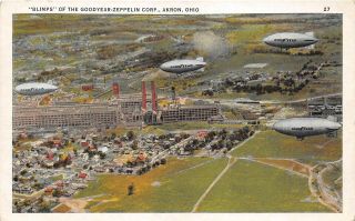 Akron Ohio 1920s Postcard Blimps Of The Goodyear Zeppelin Corp
