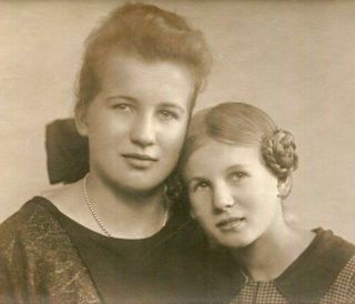Rppc Two Young Girls Antique Real Photo Postcard