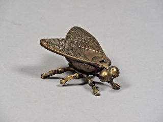 Vintage Art Deco Brass Flying Insect Ashtray Or Trinket Box 3 1/2 " Long