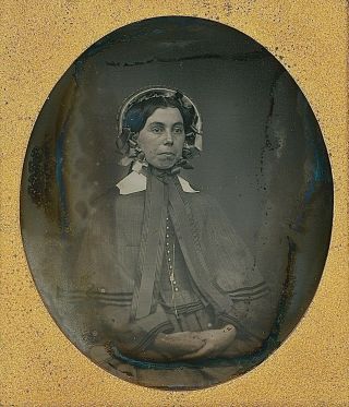 Young Woman Wearing Bonnet 1/6 Plate Daguerreotype E358