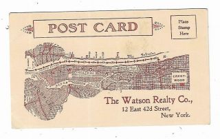 Old Advertising Postcard Watson Realty Co Ny Westchester Crestwood Rapid Transit
