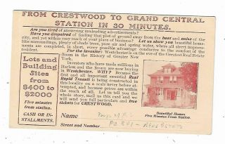 Old Advertising Postcard Watson Realty Co Ny Westchester Crestwood Rapid Transit 2