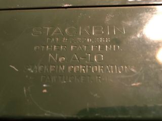 12 Vintage Stackbin No A - 10 Stacking Metal Parts Bin Drawer Storage Army Green 4