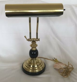 Vintage Brass And Marble Piano Desk Bankers Lamp Double Jointed Light