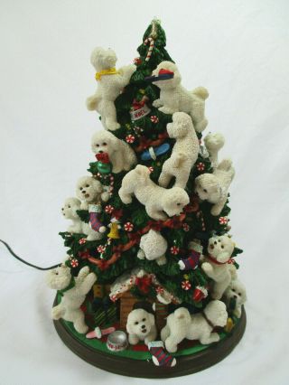 Danbury Bichon Frisé Christmas Tree Lights Up Puppy Dog Retired Figurine