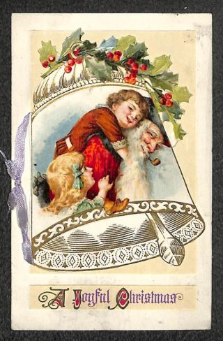 Christmas Holiday Santa Claus Bell Winsch Booklet Novelty Postcard (c.  1910)