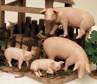 Fontanini Depose Italy Rare 5 " - 7.  5 " Pigs 4pc Set Village Nativity Animal