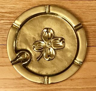 Virginia Metalcrafters Large 8.  5” Round Brass Ashtray With Dogwood Flower 3 - 74