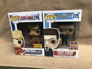 Funko Pop Spider - Man Homecoming - Tony Stark 225 Sdcc Exclusive & Iron Man 36