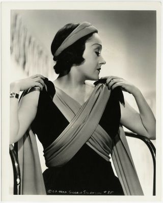 Hollywood Style Icon Gloria Swanson Vintage 1937 Grecian Deco Fashion Photograph