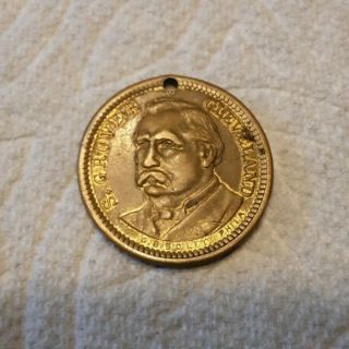 1885 Grover Cleveland Presidential Campaign Medal Token Thomas Hendricks.  Holed.