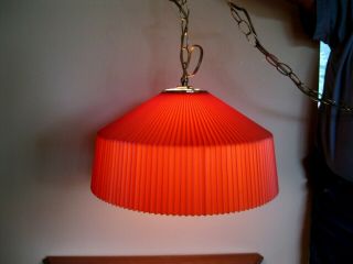 Swag Hanging Lamp Retro Pleated Shade Modern Orange Dome Vintage