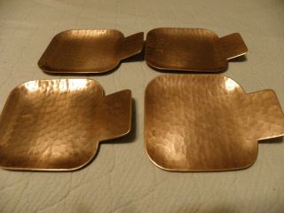 Vintage Hammered Copper Coasters Set Of 4
