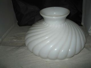 White Milk Glass Ribbed Swirl Lamp Shade - 10 " Fitter