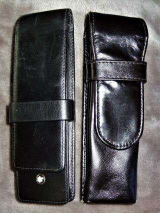 L@@k Montblanc Meisterstuck Hamburg Black Leather 2 Pen Case Pouch,  1 More